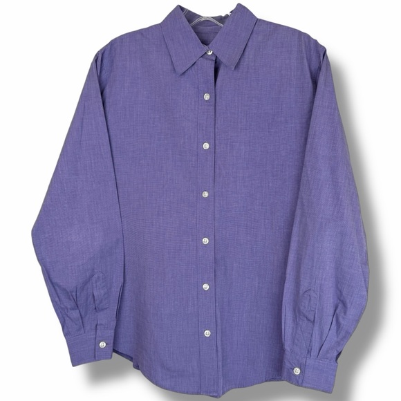 Talbots Tops - Talbots Vintage Purple Cotton Long Sleeve Button Up Collared Perfect Shirt sz 6